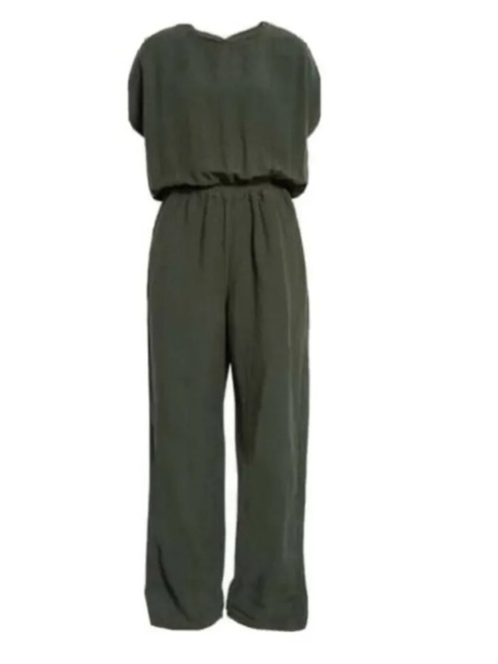 NSF Clothing Isadora Linen Blend Jumpsuit Aviator Moss Green Size M